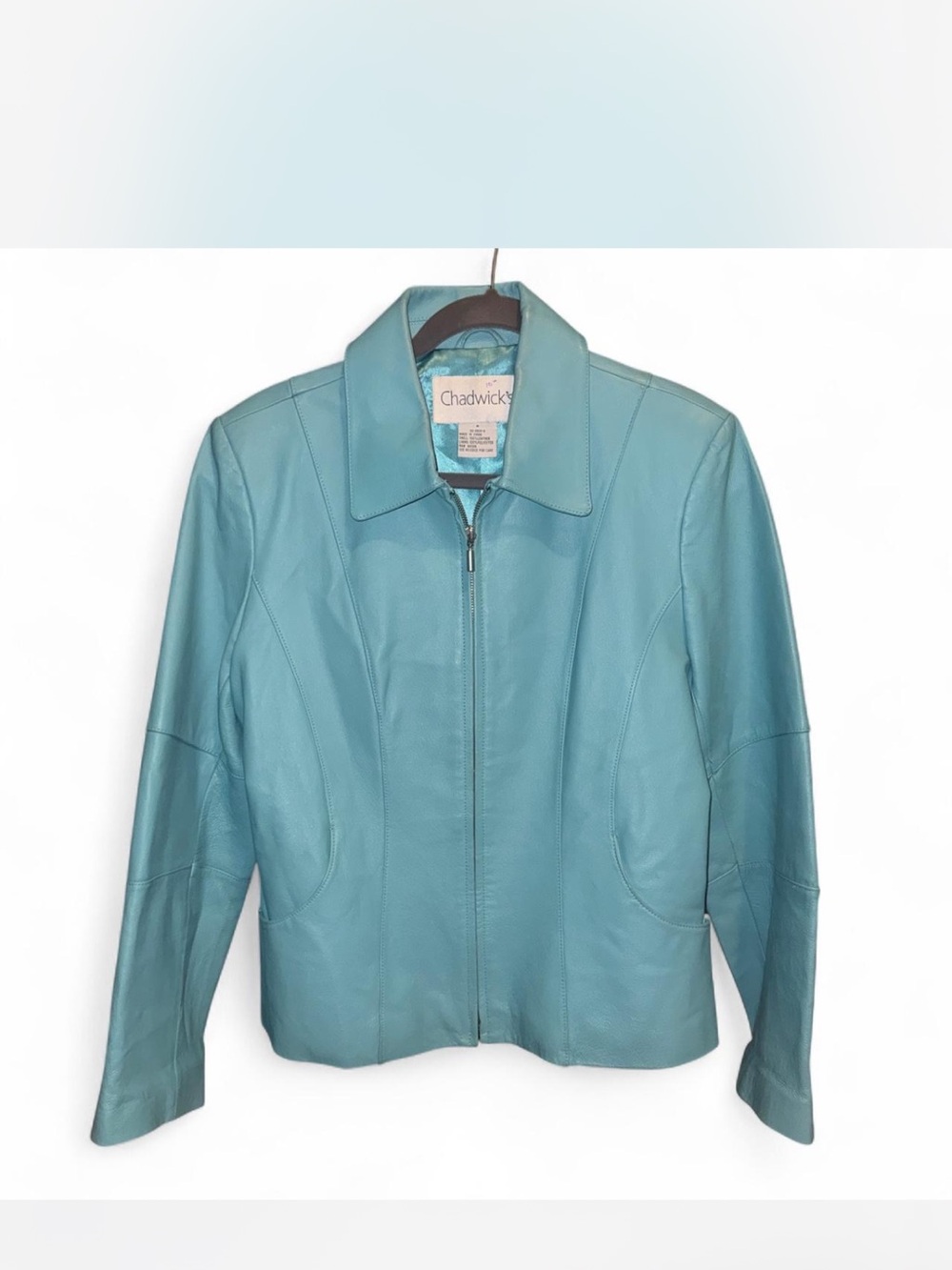Chadwicks Women's TurquoiseLeather Zip-Front Jacket